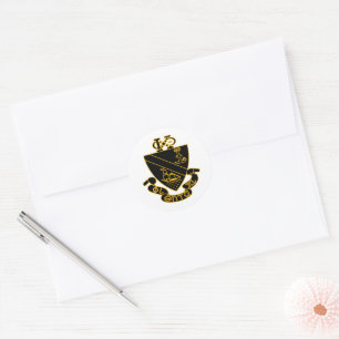 Phi Chi Theta Wappen   Gold und Schwarz Runder Aufkleber