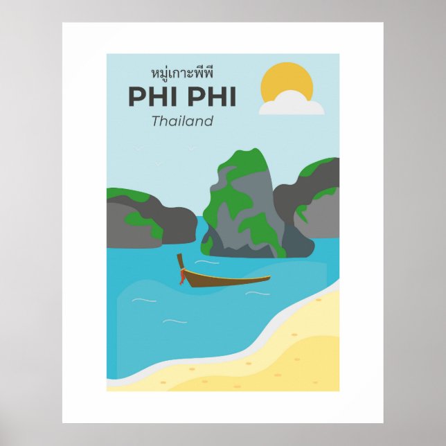 Phi Phi Island Thailand Reisen Art Poster (Vorne)
