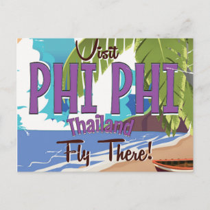 Phi Phi thailand Vintage Reiseplakat Postkarte