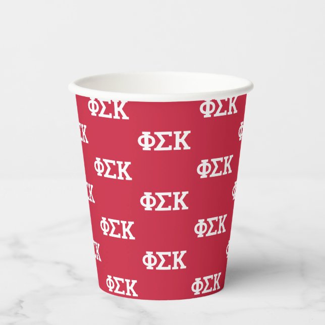 Phi Sigma Kappa Buchstaben Pappbecher (Vorderseite)