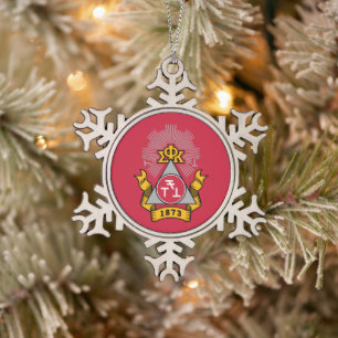 Phi Sigma Kappa Wappen Schneeflocken Zinn-Ornament