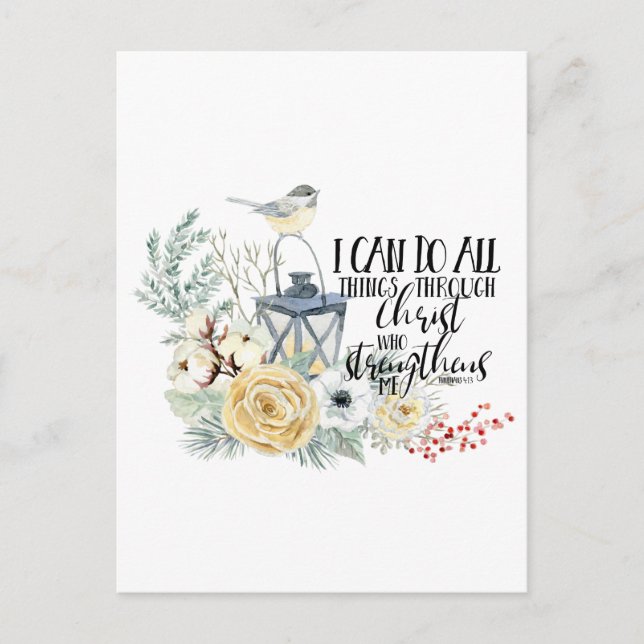 Phil 4:13 Ich kann alles Weihnachten tun Postkarte (Vorderseite)