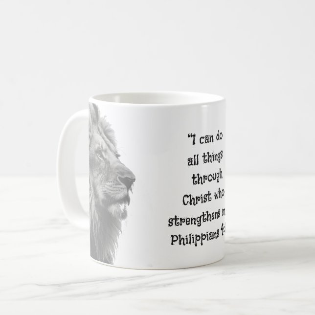 Phil 4:13 Motivation der Inspirationsbibel-Schrift Kaffeetasse (Vorderseite Links)