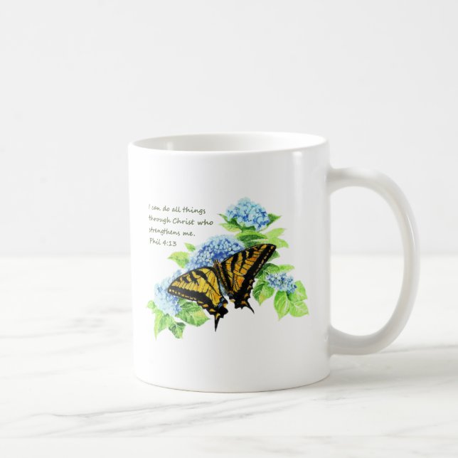 Phil 4:13 Motivation der Inspirationsbibel-Schrift Kaffeetasse (Rechts)