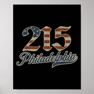 Philadelphia 215 Area Code Patriot Usa American Fl Poster