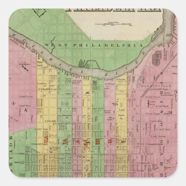 Philadelphia 3 quadratischer aufkleber (Vorderseite)