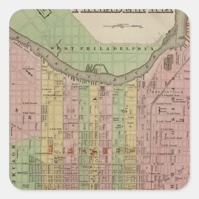 Philadelphia 6 quadratischer aufkleber (Vorderseite)