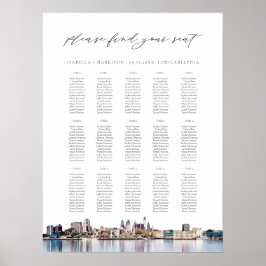 PHILADELPHIA bemalt Skyline Hochzeitstabelle Poster