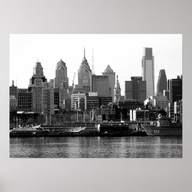 Philadelphia Black & White Skyline Print Poster (Vorne)