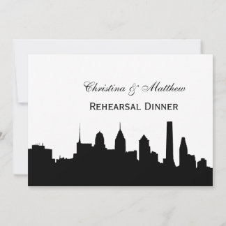 Philadelphia Blk Skyline Silhouette Probe Din Einladung