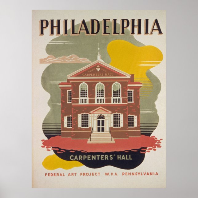 Philadelphia Carpenters Hall Vintage Poster (Vorne)