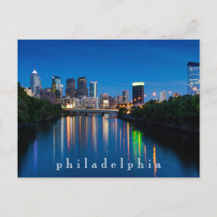Philadelphia City at Night Souvenir Post Card Postkarte