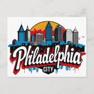 Philadelphia City Pennsylvania USA Retro-Silhouett Postkarte