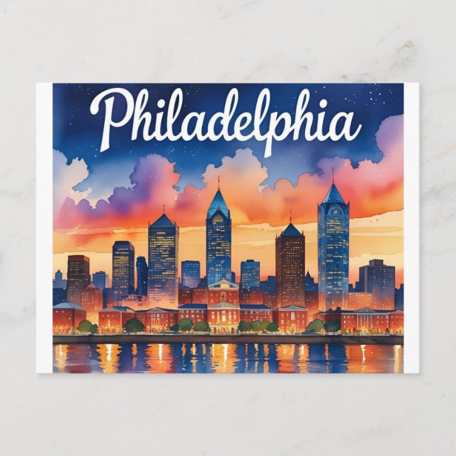 Philadelphia City Pennsylvania USA Skyline Postkarte (Vorderseite)