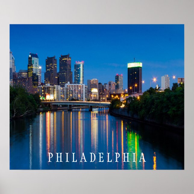 Philadelphia City Skyline auf dem Nachtposter Poster (Vorne)