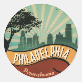 Philadelphia City Skyline Retro Vintag Sticker
