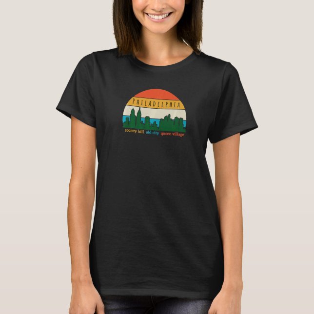 Philadelphia Cityscape Sunset Old City Philly Neig T-Shirt (Vorderseite)