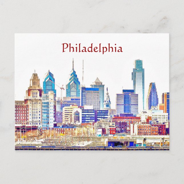 Philadelphia Color Sketch Postcard Postkarte (Vorderseite)