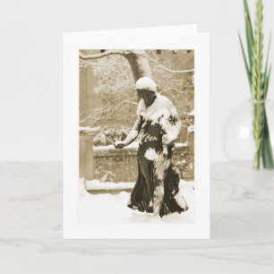 Philadelphia Duck Girl Greeting Card, Gold Feiertagskarte