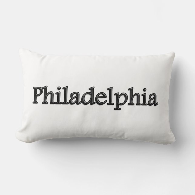 Philadelphia - graue Buchstaben - auf Weiß Lendenkissen (Vorderseite)