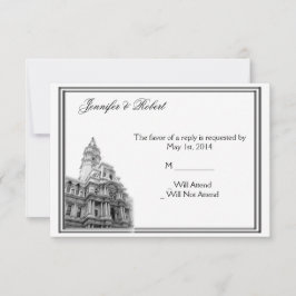 Philadelphia Hochzeit in Urlaubsort Response Card RSVP Karte