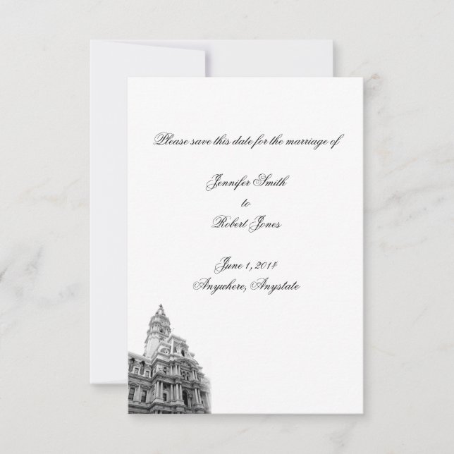 Philadelphia-Hochzeit in Urlaubsort Save the Date (Vorderseite)