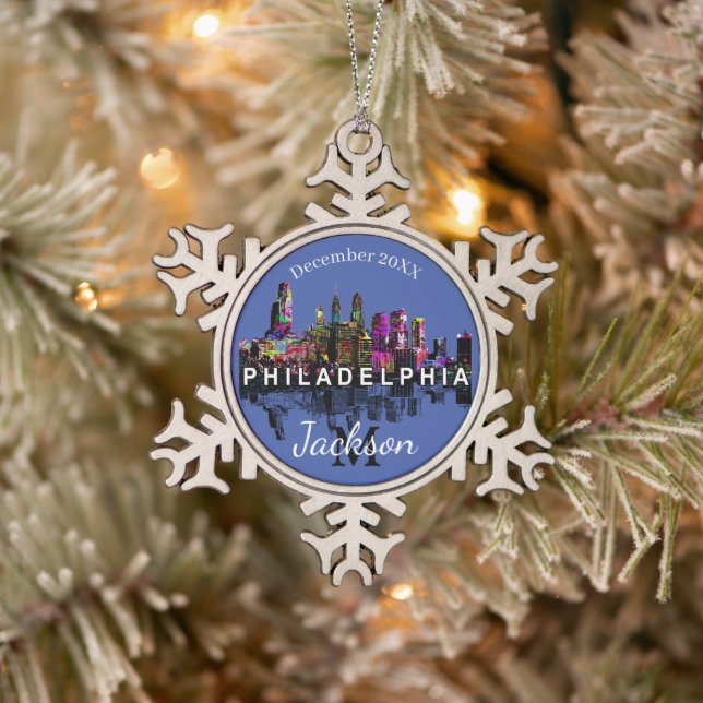 Philadelphia in Graffiti Schneeflocken Zinn-Ornament (Baum)