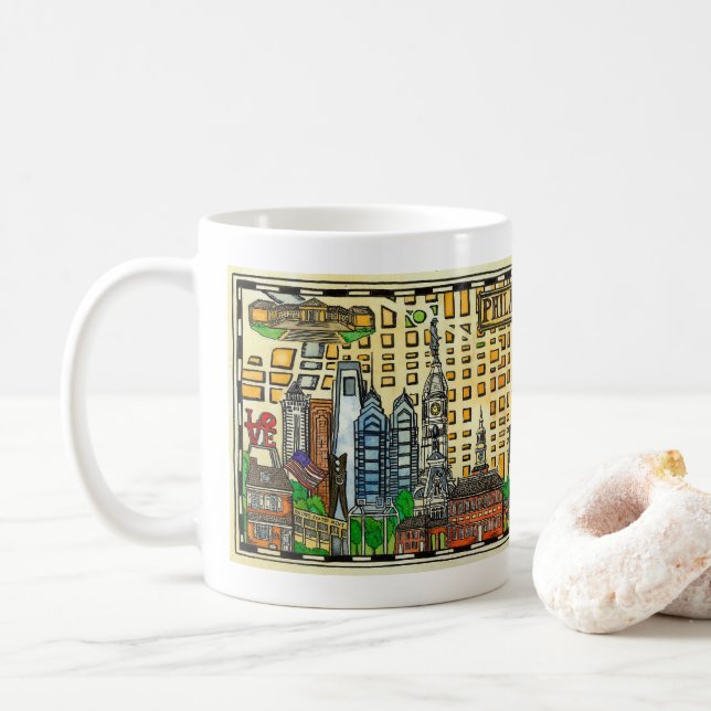 Philadelphia-Karten-Tasse Kaffeetasse (Mit Donut)