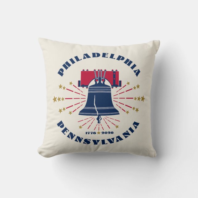 Philadelphia Liberty Bell Patriotic Throw Pillow Kissen (Vorderseite)