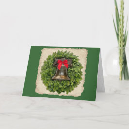 Philadelphia Liberty Bell Wreath on Parchment Feiertagskarte