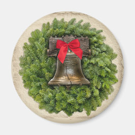 Philadelphia Liberty Bell Wreath on Parchment Magnet