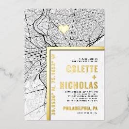 Philadelphia Liebe Locator | Städtische Hochzeit Folieneinladung