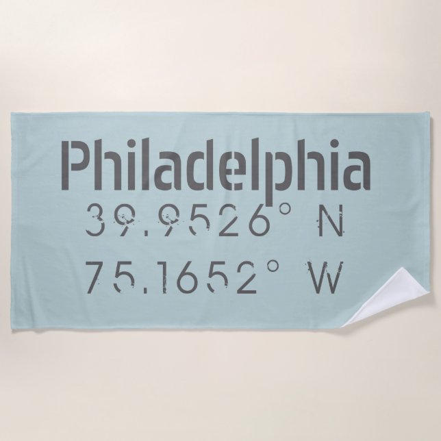 Philadelphia Longitude Latitude Strandtuch (Vorderseite)