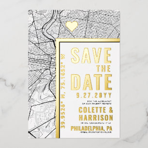Philadelphia Love Locator   Hochzeit Rettet das Da Folieneinladung