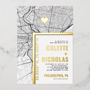 Philadelphia Love Locator   Stadt-Themen-Hochzeit Folieneinladung