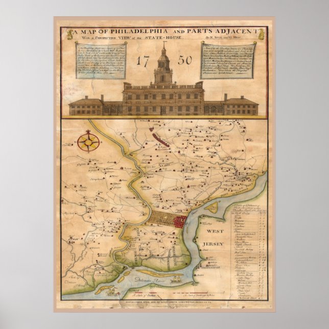 Philadelphia Map 1750 Replik Poster (Vorne)
