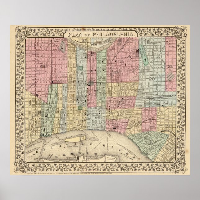 Philadelphia Map von Mitchell Poster (Vorne)