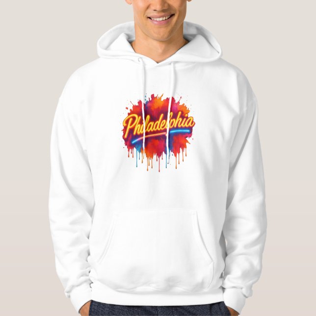 Philadelphia Neon Street Art - Bold Colorful Hoodie (Vorderseite)