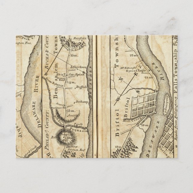 Philadelphia - New York Road Map Postkarte (Vorderseite)