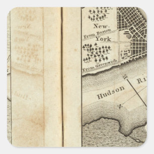 Philadelphia - New York Road Map Quadratischer Aufkleber