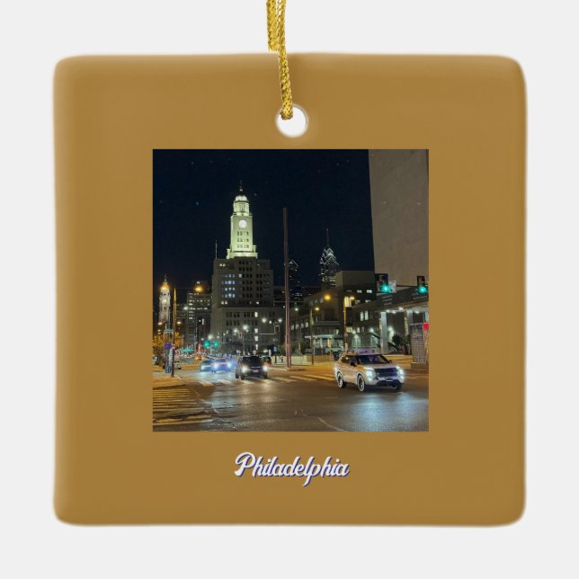 Philadelphia Night Foto Ornament (Vorderseite)