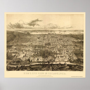 Philadelphia, PA Panorama Karte - 1857 Poster