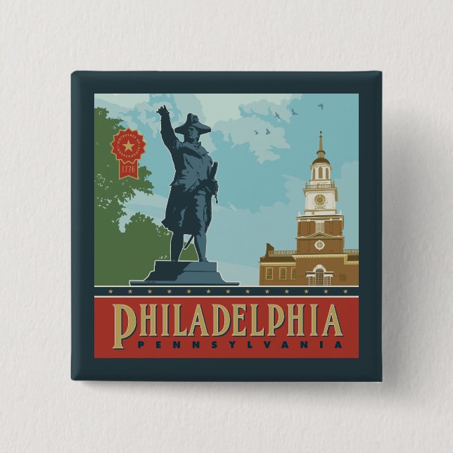 Philadelphia, PA | Unabhängigkeitshalle Button (Vorderseite)