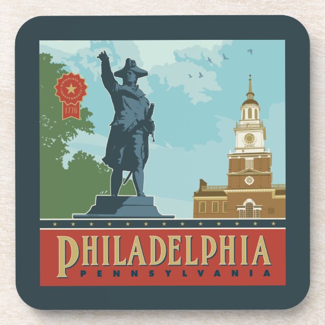 Philadelphia, PA | Unabhängigkeitshalle Getränkeuntersetzer (Vorderseite)