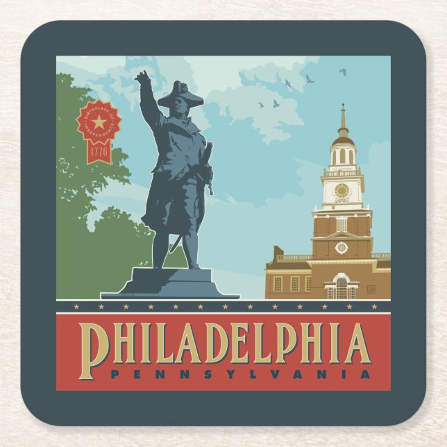 Philadelphia, PA | Unabhängigkeitshalle Rechteckiger Pappuntersetzer (Vorderseite)