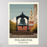 Philadelphia PA Vintag Liberty Bell Geschichte Kun