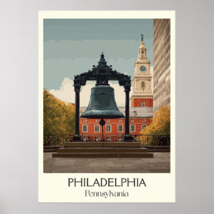 Philadelphia PA Vintag Liberty Bell Geschichte Kun Poster