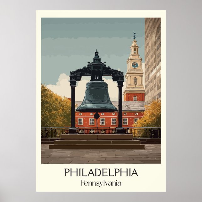 Philadelphia PA Vintag Liberty Bell Geschichte Kun Poster (Vorne)