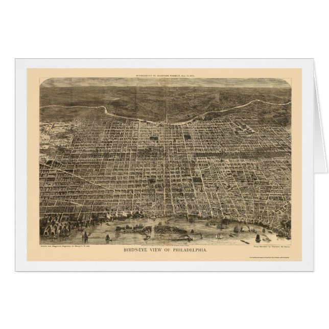 Philadelphia, panoramische Karte PAs - 1872 (Vorderseite (Horizontal))
