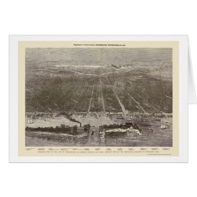 Philadelphia, panoramische Karte PAs - 1876 (Vorderseite (Horizontal))